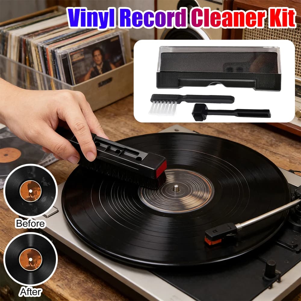 3 Pcs Vinyl Record Cleaner Kit Record Player Cleaning Kit Record Cleaning Brush Cleaner Cleaning Brush Set Fit for Turntables
