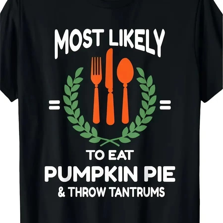 Maglietta divertente per il Ringraziamento con stampa 'Eat Pumpkin Pie and Throw Tantrums', a maniche corte, per uomo e donna, stesso stile per me