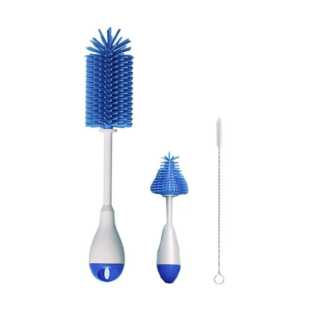Set di spazzole per biberon con rotazione a 360 gradi Foro per appendere tutto tondo Kit di pulizia ciuccio 3 in 1 Riutilizzabile resistente al calore