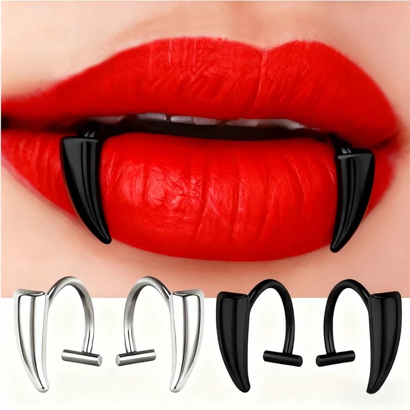 8 pezzi di 1 set moda acciaio inossidabile 316L C clip anello per labbro orecchino labret piercing falso gioielli per il corpo delle donne non forati