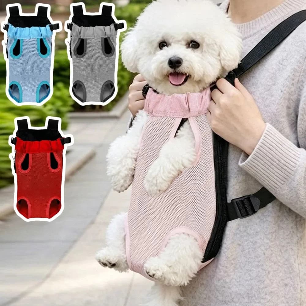 Borsa Frontale Traspirante in Rete per Animali Domestici, Zaino Porta Cane Leggero a Doppia Spalla con Tracolla Regolabile, Mani Libere