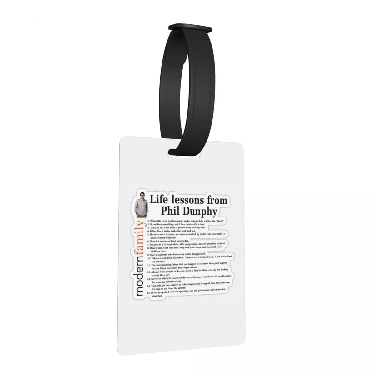 Life Lessons Phil Dunphy Etichette per bagagli Accessori per valigie Etichetta per bagaglio da viaggio Porta etichetta ID Nome Indirizzo