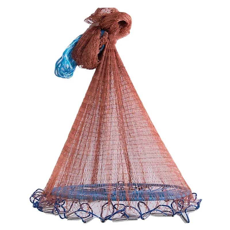 Rete da pesca Lawaia con pendente in acciaio Linea intrecciata Rete da pesca da lancio a mano con grande rete ad anello blu in plastica per la pesca