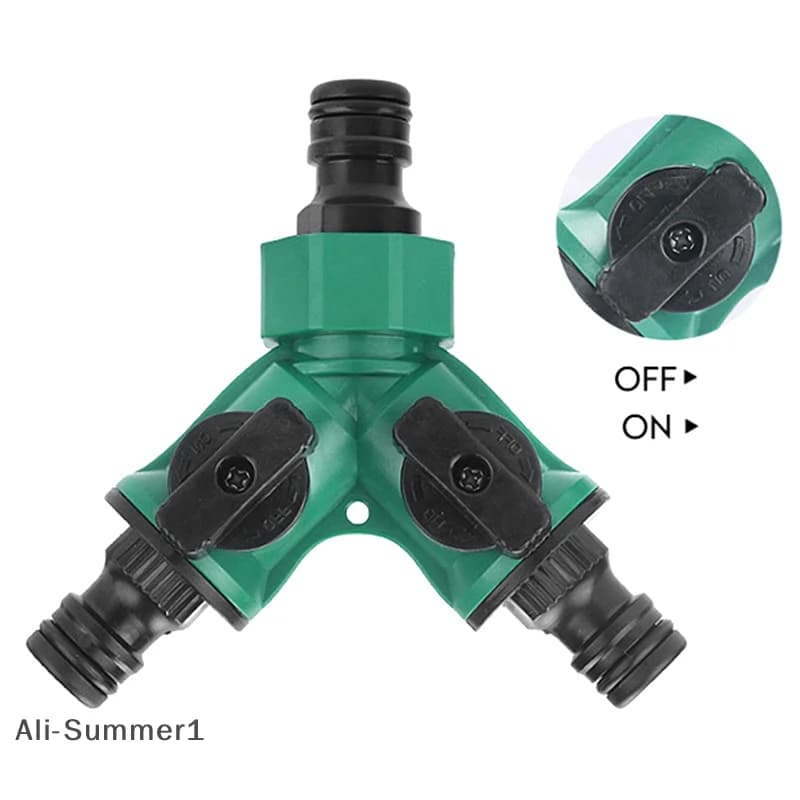 【E】 Connettore per tubo da giardino Splitter per tubo da giardino con rubinetto Irrigazione Spegnimento per paesaggistica Piantare fiori Irrigazione