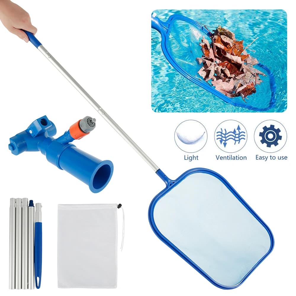 Kit per la pulizia della piscina Kit per aspirapolvere a getto per piscina con rete per skimmer per piscina pali staccabili Set per la manutenzione della piscina per il nuoto a terra