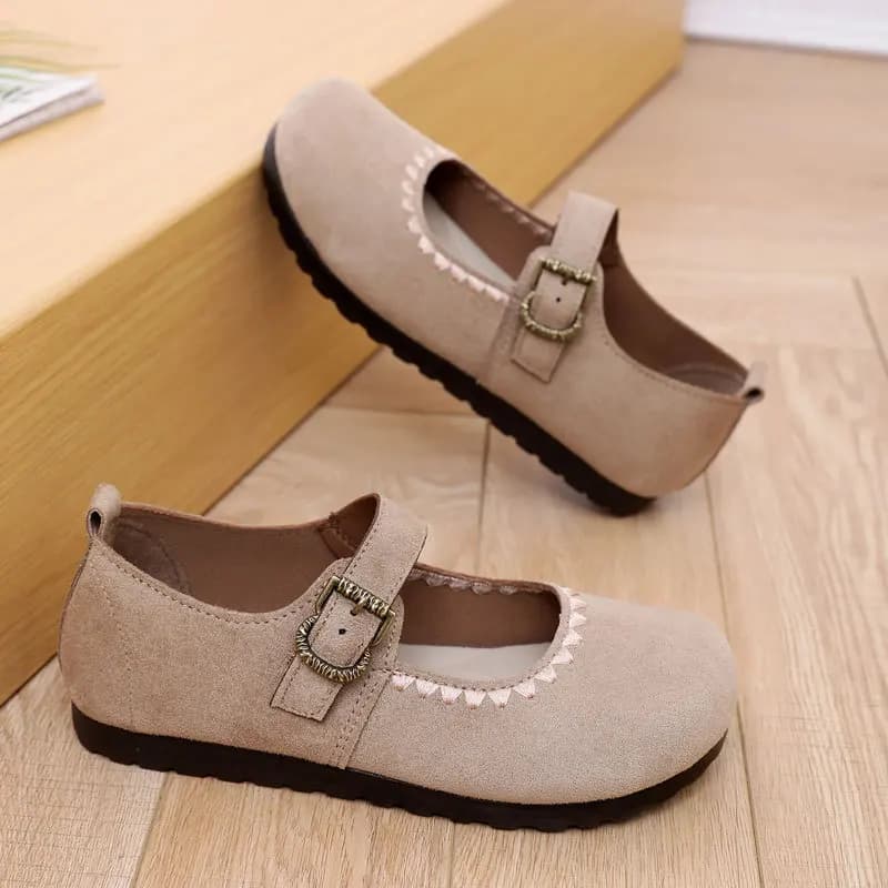 Scarpe Basse da Donna, Nuova Moda Primaverile, Punta Rotonda con Cinturino a Fibbia, Scarpe Mary Jane Comode con Suola Morbida e Leggera