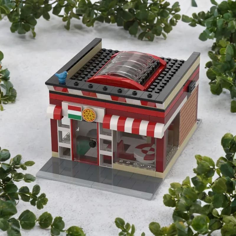 424PCS MOC Smal Pizza Ristorante Edifici Blocchi Educativi Costruzione treno Giocattolo Per Bambini Regalo Di Compleanno STEM Learning