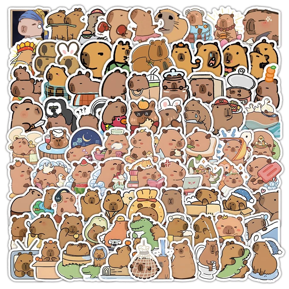 10/30/50/120pcs Kawaii Del Fumetto Capibara Decalcomanie Della Decorazione FAI DA TE Del Telefono Notebook Del Computer Portatile Carino Per Bambini Animale adesivo giocattoli regalo