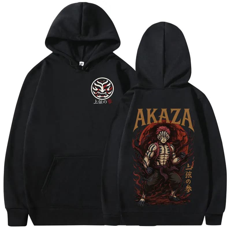 Akaza Anime Hoodies Japanese Manga Graphic Print Sweatshirts Men Women Casual Oversized Long Sleeves Fleece Pullovers Streetwear