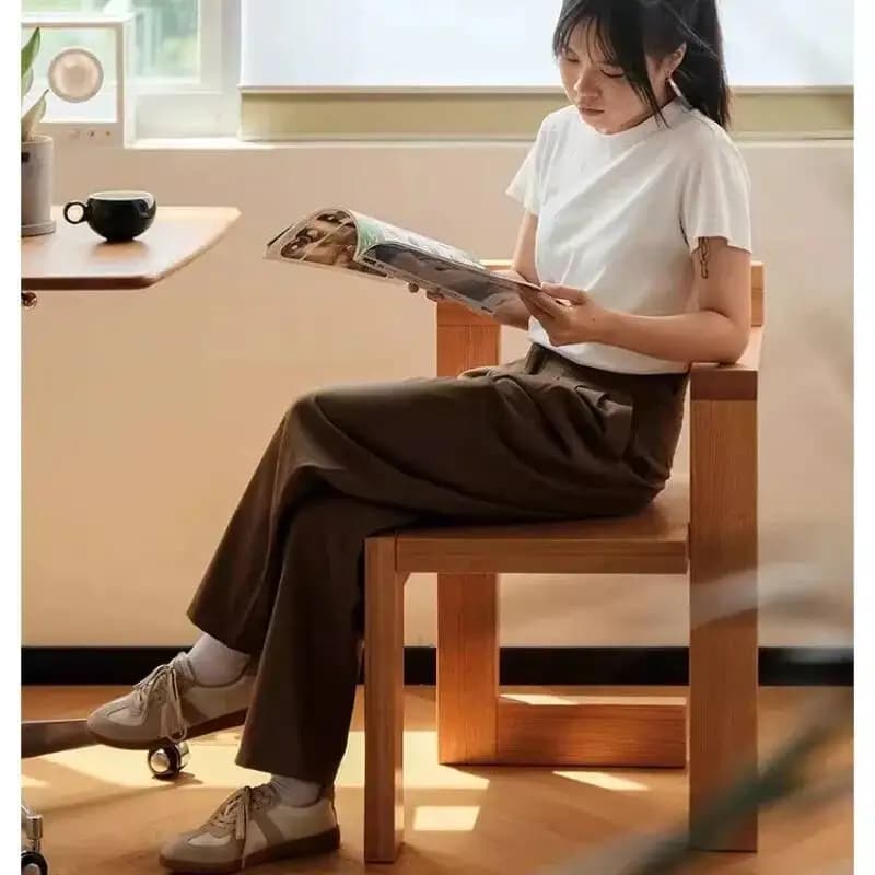 Sedie Moderne ed Estetiche per Sala da Pranzo e Camera da Letto, in Legno Massello di Lusso, Design Creativo a Blocchi, Stile Semplice