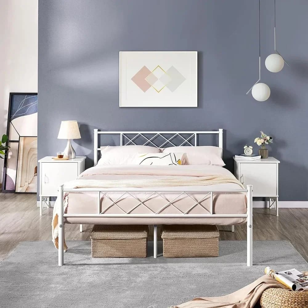 Per struttura del letto in metallo, base per materasso con testiera e senza bisogno di molle sotto il letto, doghe in acciaio bianche complete