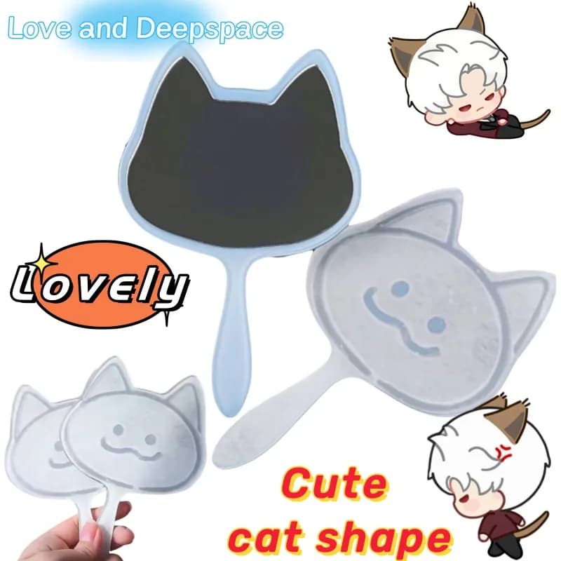 Love and Deepspace Sylus Gioco bidimensionale Periferico Girly Cuore Forma di gatto Specchio per trucco portatile portatile Regalo per fidanzata