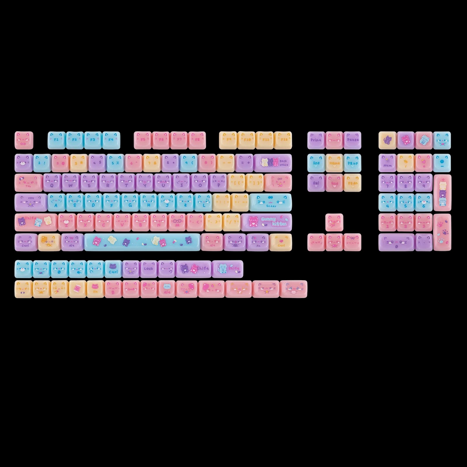 KiiBOOM Meow Pudding PC Set di copritasti traslucidi 134 tasti con profilo MAO per 60%/65%/75%/TKL/96%/Tastiera meccanica full-size