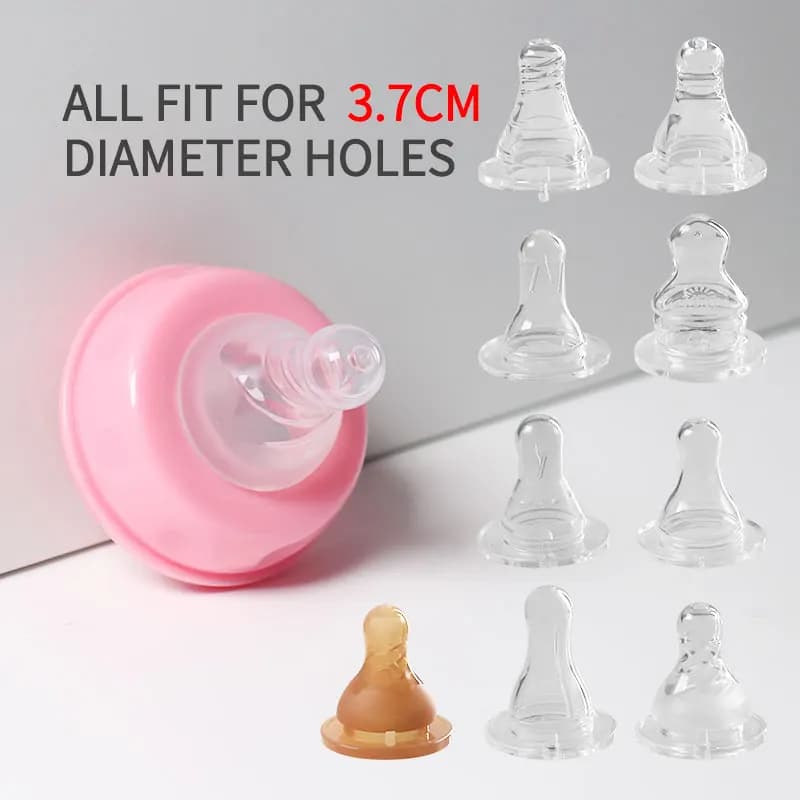 Ciuccio in silicone di dimensioni standard per biberon, bere latte, foro anticolico, senza BPA, diametro 3,7 cm, 100% per uso alimentare, multi stile