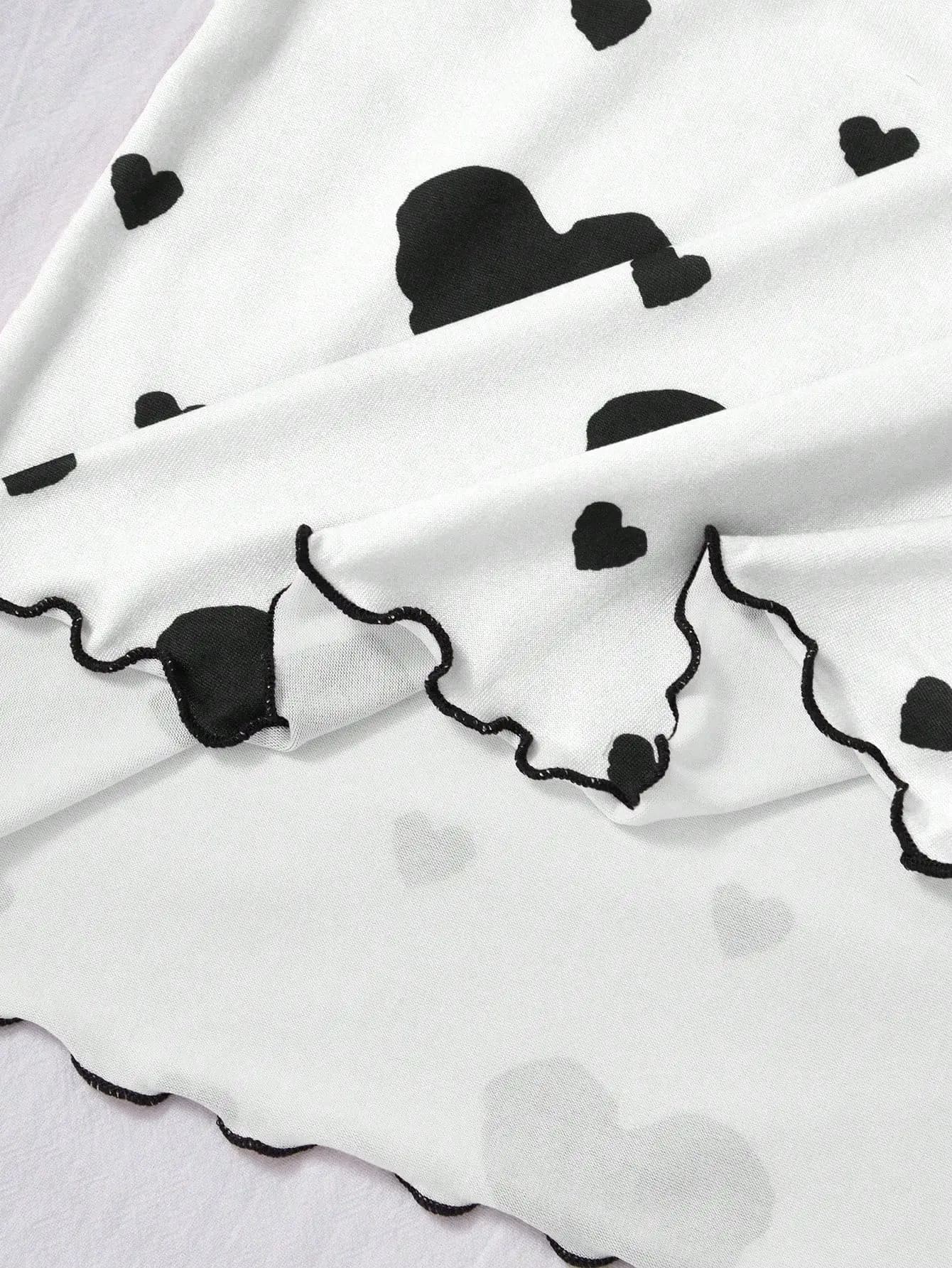 Set di 3 Camicie da Notte da Donna con Stampa di Cuori e Farfalle
