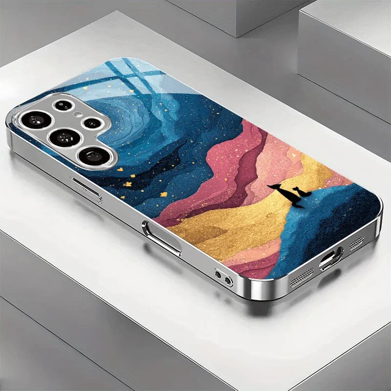 Custodia per telefono di alta gamma in vetro e TPU galvanizzato per Samsung Galaxy S26 S25 S24 S23 S22 S21 FE, Ultra, Plus, anti-caduta