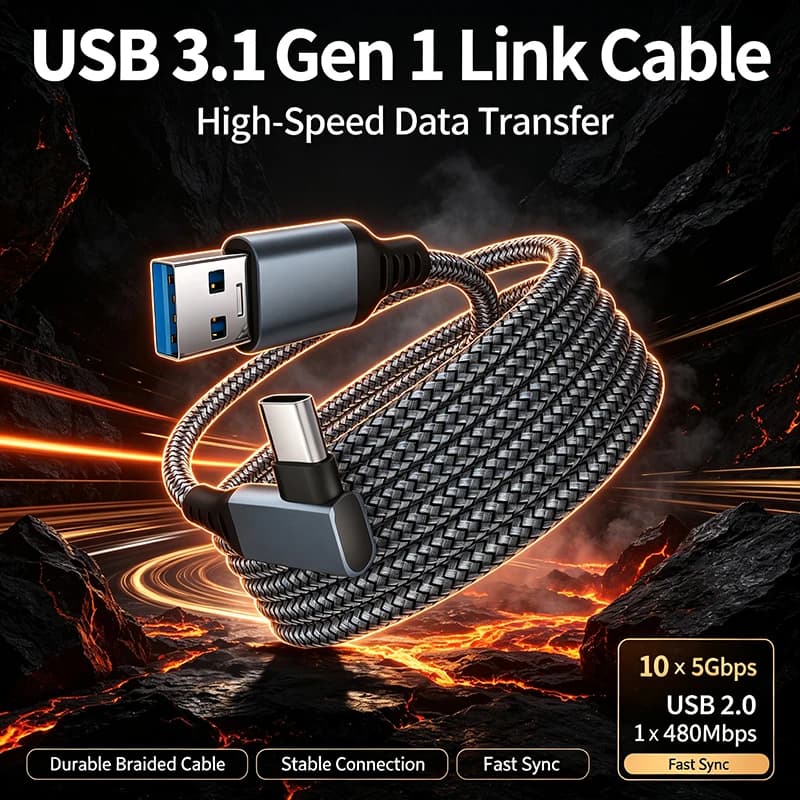 Link Cable 3 6 5M USB A To Type C For Oculus Quest 2 Quest2 Accessory Virtual Reality VR Glasses Smart 3D Helmet Headset Ocolus