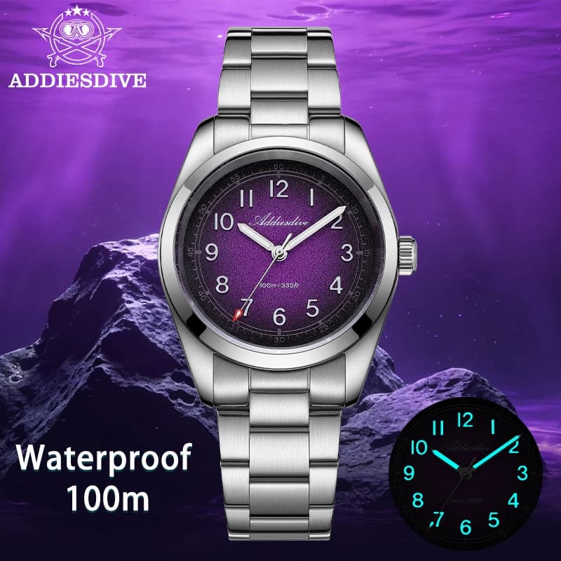 ADDIESDIVE 2026 New Luxury Men Quartz Watch 100M Waterproof Sapphire Glass Super luminous Stainless Steel Business Wristwatches