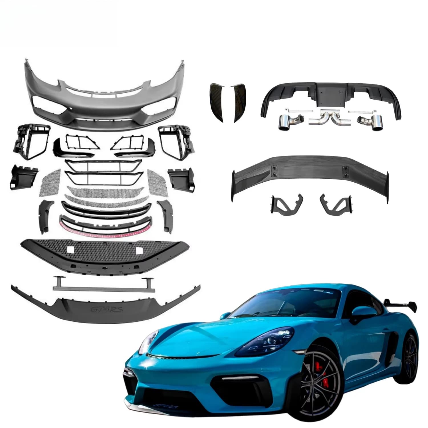 STLFTuning Era GT-4 RS Style Body Kit for Porsches Cayman Boxster 718 982 Upgrade Front Bumper Rear Diffuser Spoiler Exhaust Tip