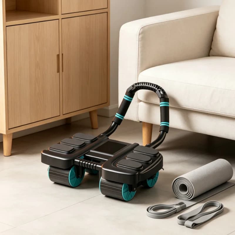 Automatic Rebound Ab Roller with Elbow Support, 4-Wheel Core Trainer for Home Gym Abdominal Workout