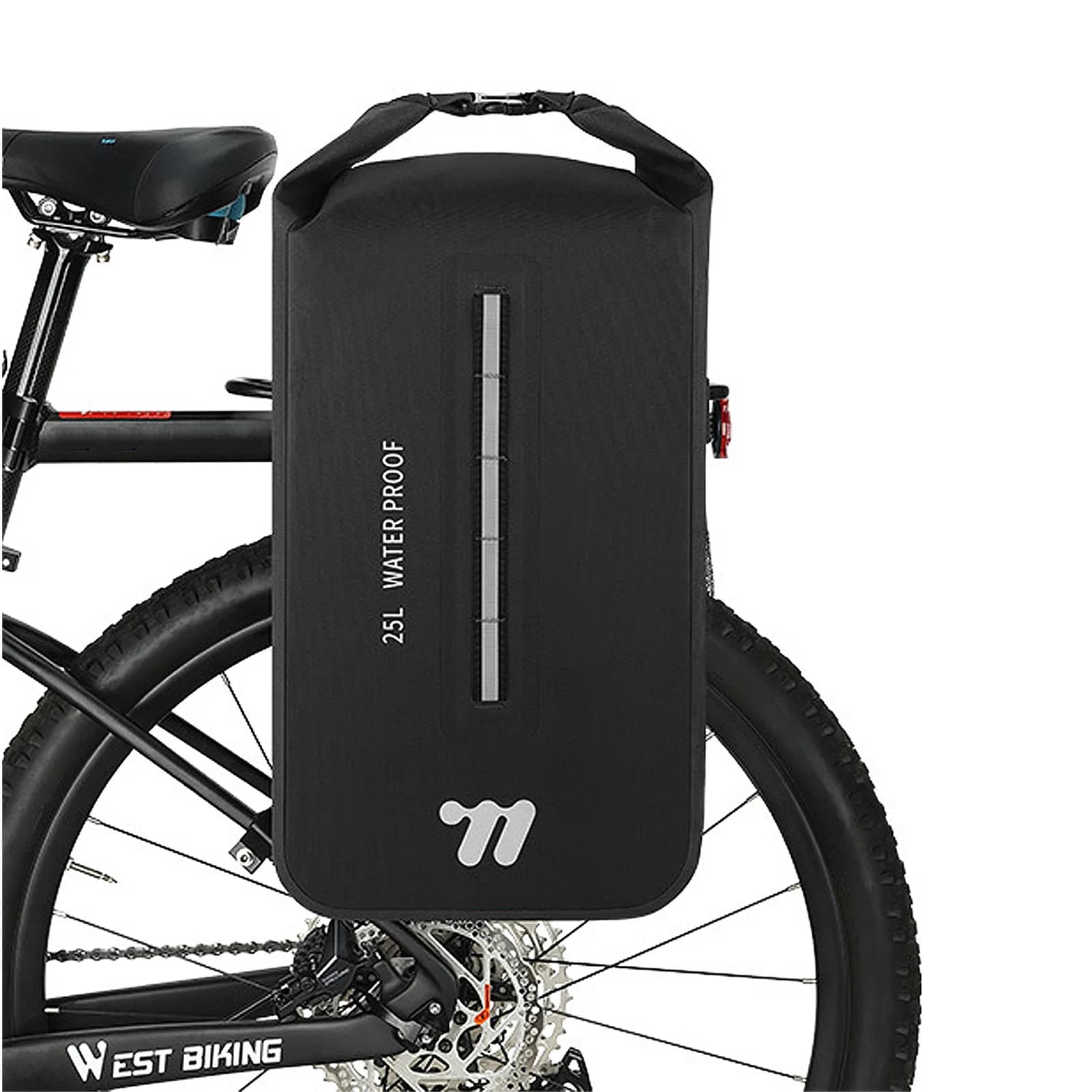 Zaino per Mountain Bike, Borsa da Portapacchi Impermeabile 25L, Borsa da Ciclismo Convertibile, Borsa Posteriore per Bicicletta in TPU