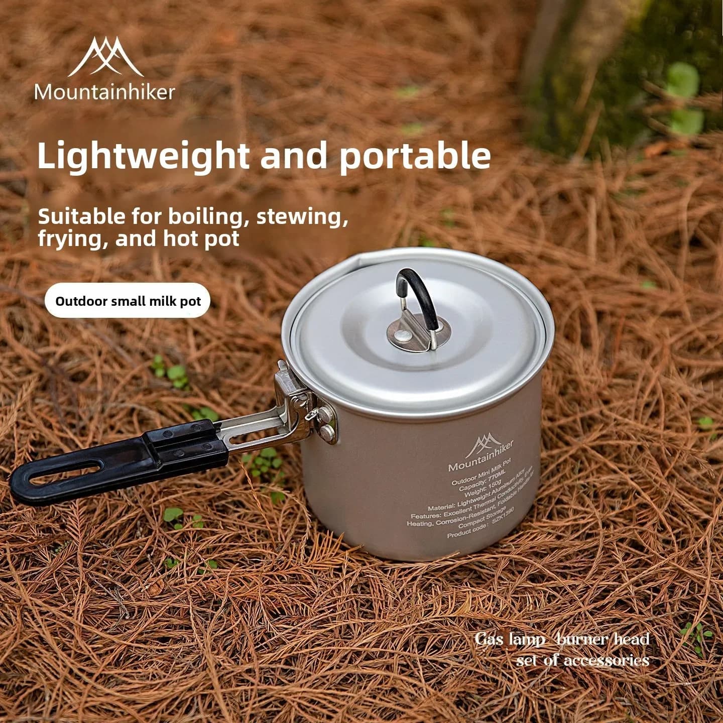 MOUNTAINHIKER Pentola per Latte Aggiornata, Pentola da Cucina Portatile in Lega di Alluminio per Campeggio e Picnic, Leggera, per Salse e Bolliture