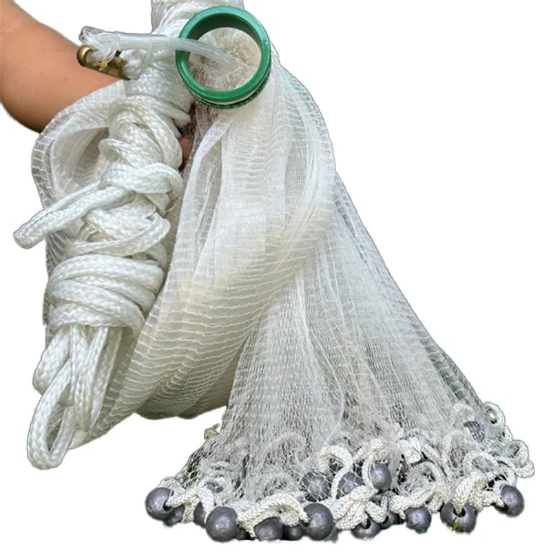 Heavy Duty 3/16 "Mesh Nylon Par Monofilamento Cast Net Doppio nodo Esca Lancio a mano Pesca Cast Net Pesca