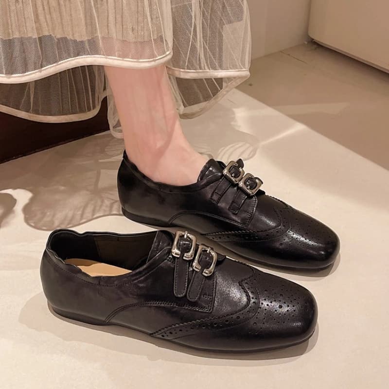 Scarpe Basse Primavera Autunno 2026 Nuove Nere Marroni Casual in Pelle Tinta Unita con Suola Morbida