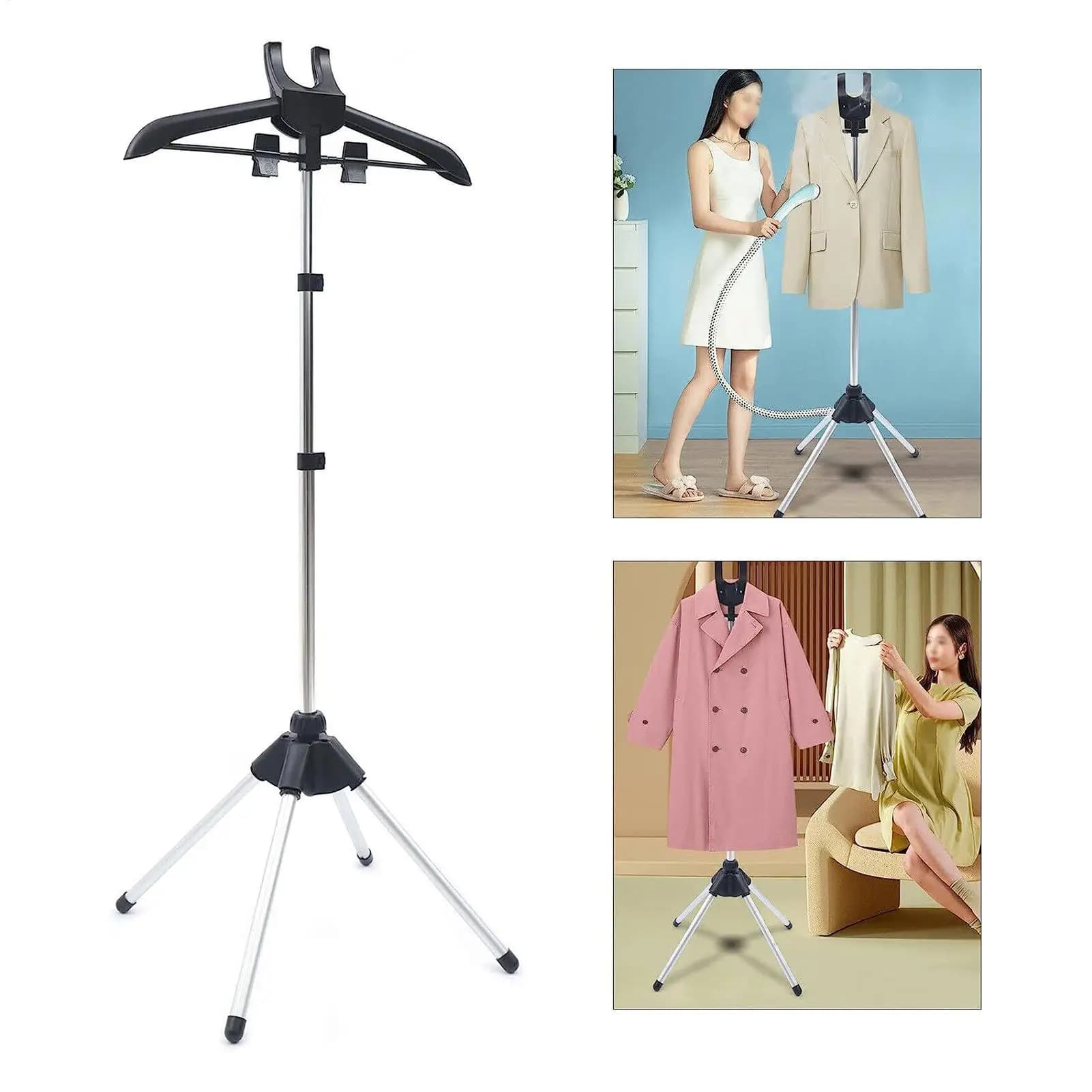 Garment Hanger for Steaming Clothes Telescopic Folding Handheld Steamer Height Adjustable Clothes Steaming for Hotel Clothing