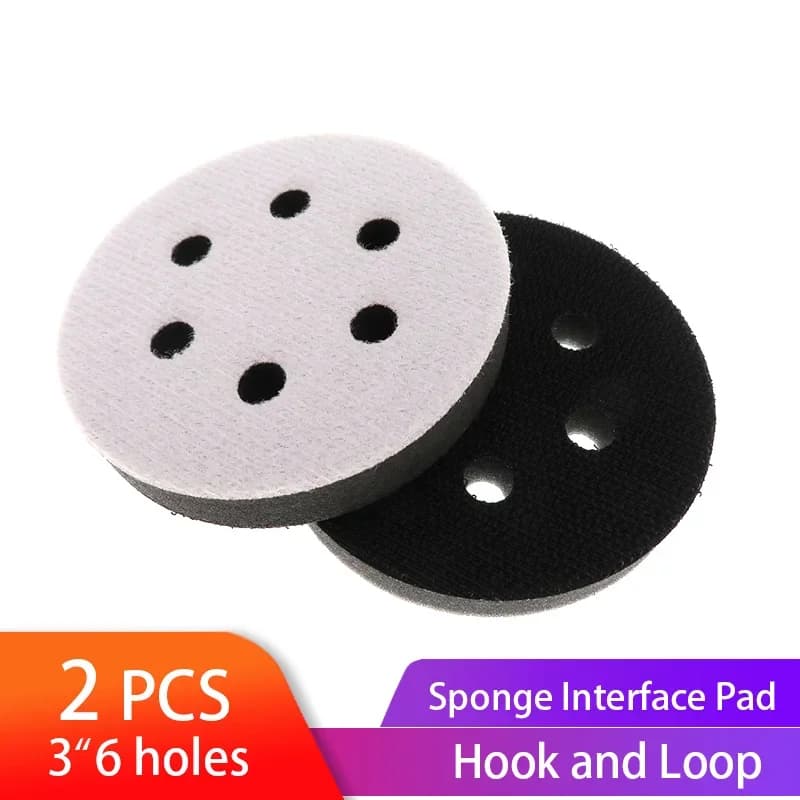 2 pieces 3 inches (75MM )6 soft sponge interface pad holes for tear abrasive disc support pad for polishing cushion