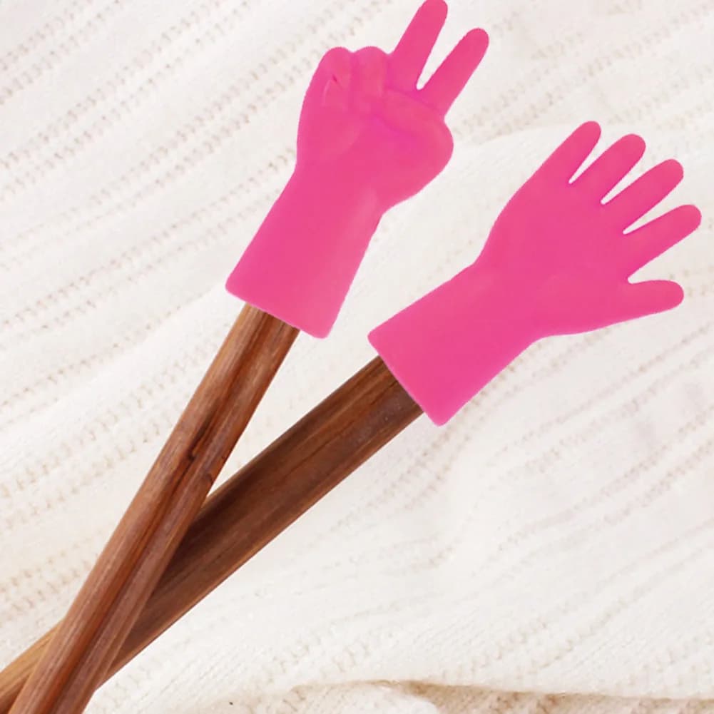 6 Pezzi Tappi Protettivi in Silicone per Punte di Aghi, Anti-Perdita, a Forma di Forbici di Carta e Roccia, Carini, per Lavori a Maglia e Artigianato