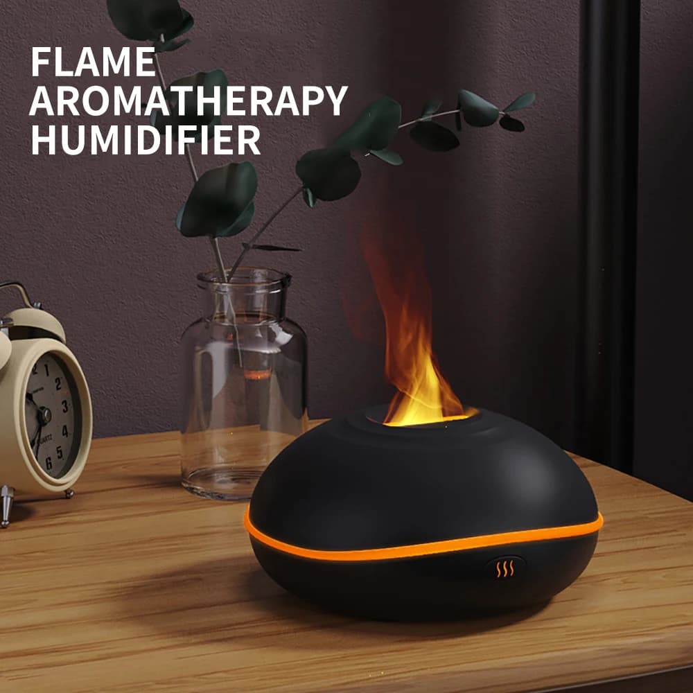 Flame Aroma Diffuser Air Humidifier Home Ultrasonic Mist Maker Fogger Wood Grain Humidificadores Portable Spray Car Purifier