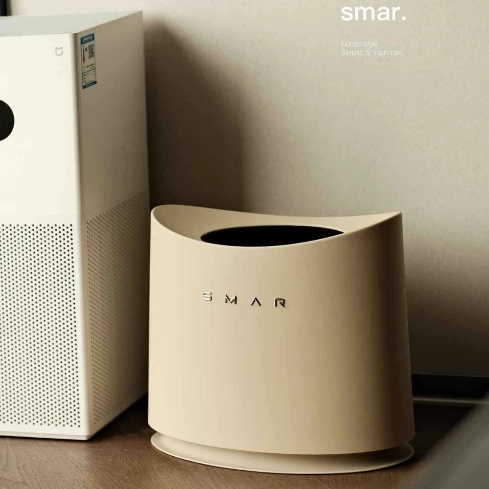 Cestino per Rifiuti a Doppio Strato Ondulato, Contenitore Aperto Stile Crema Minimalista, Bidone Senza Coperchio, Accessori per Bagno e Casa