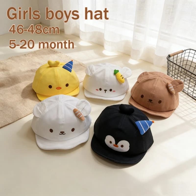Children's Hat 44-48cm 5-20 Months Spring Summer Children's and Girls' Sunset, Baseball Hat with Solar Protection and Design Cartoon