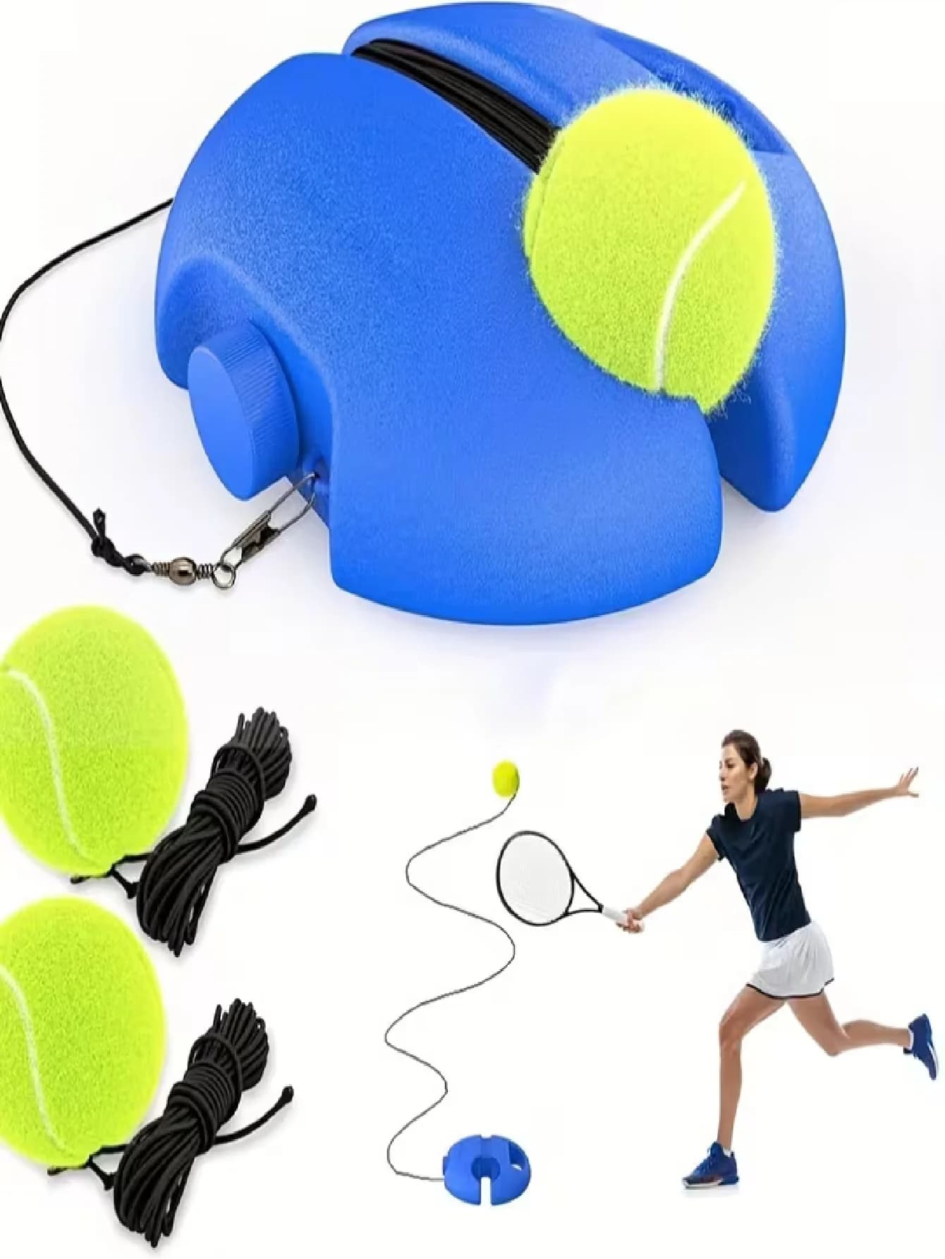 1 Set of Tennis Training Equipment. 2 Tennis Bounce Balls and Practice Rope - Suitable for Beginners - Improve Your Tennis Skills Anytime, Anywhere