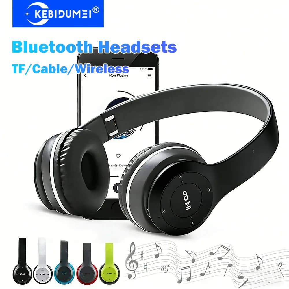 KEBIDUMEI TF/cable/wireless Tri-modal gaming headphones Bluetooth folding headphones Wireless earphones