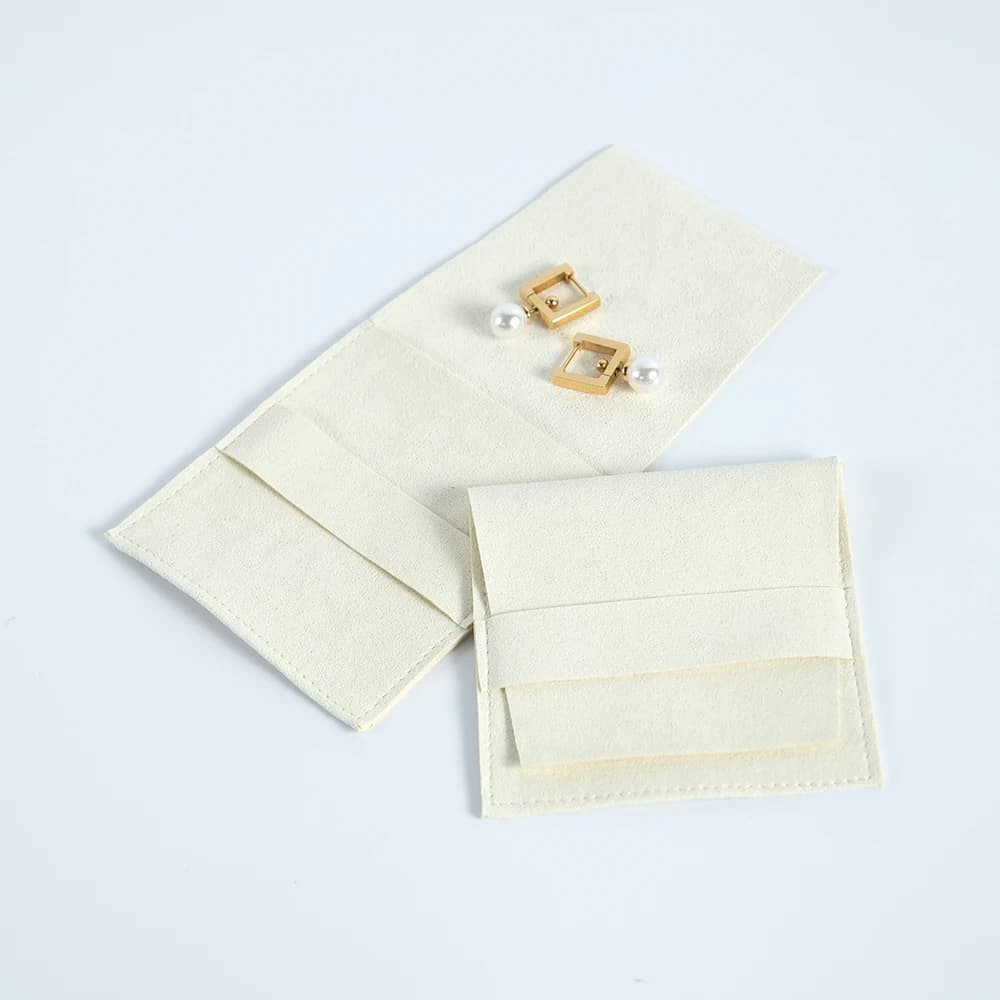 10Pcs Soft Microfiber Envelope Jewelry Pouches with Band Reusable Storage Bags for Rings Earrings Pendants & Other Tiny Jewelry