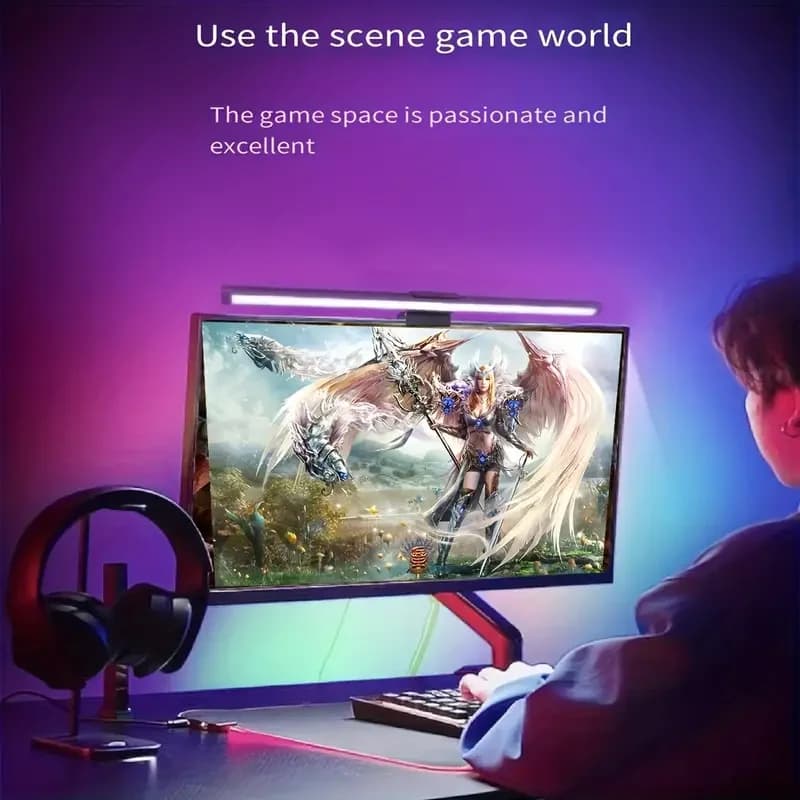 CCT Computer Screen Hanging Light Bar Atmosphere Lamp LED Monitor Light Bar Dimming Lighting for Work Game Study Read Table Lamp