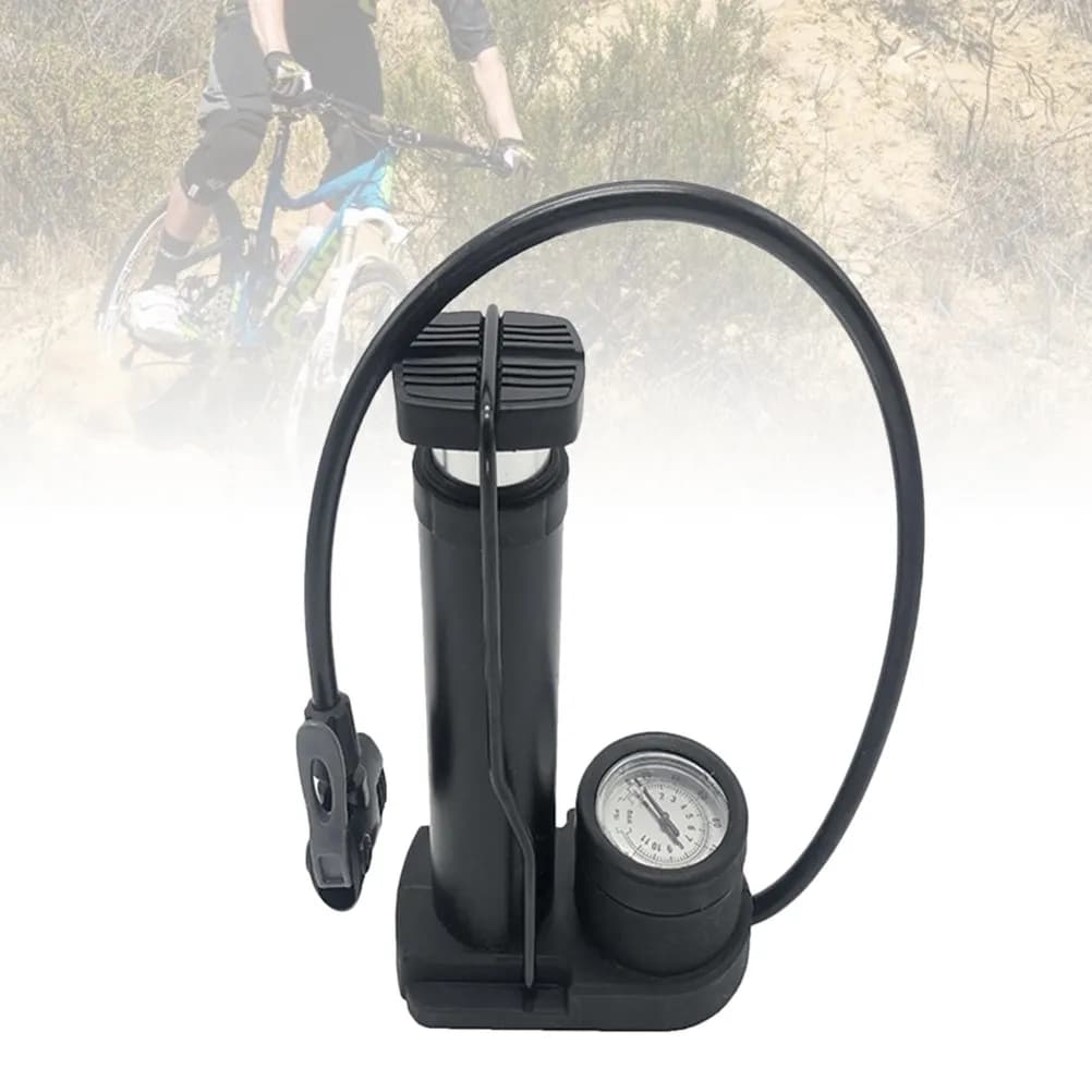 Pompa per Bicicletta Portatile Mini ad Alta Pressione con Pedale, Gonfiatore per Pneumatici ad Alta Pressione per Uso Domestico con Barometro, Nero