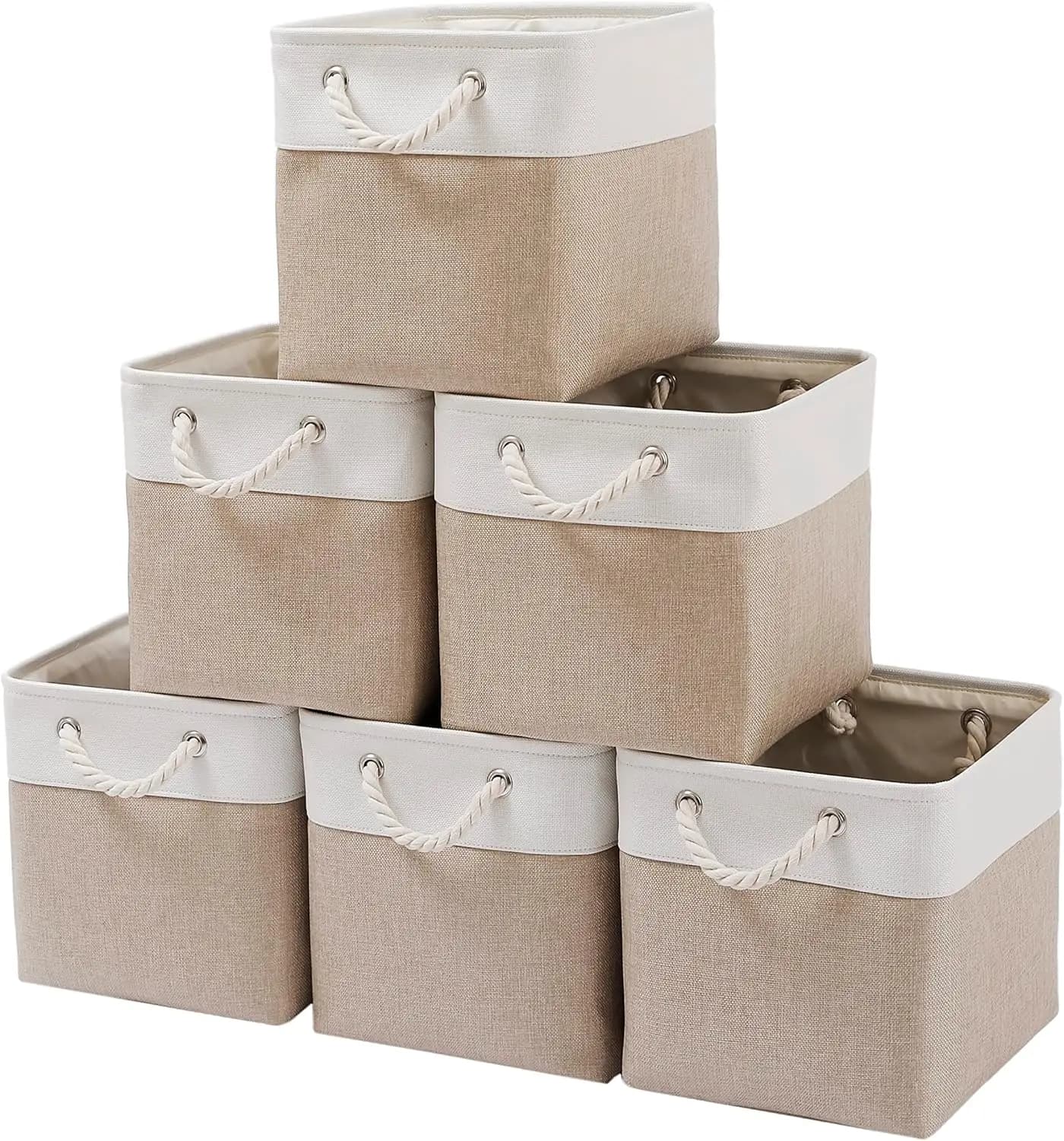 6 Pack 11 Inch Large Collapsible Fabric Cube Storage Bins for Clothes and Sundries