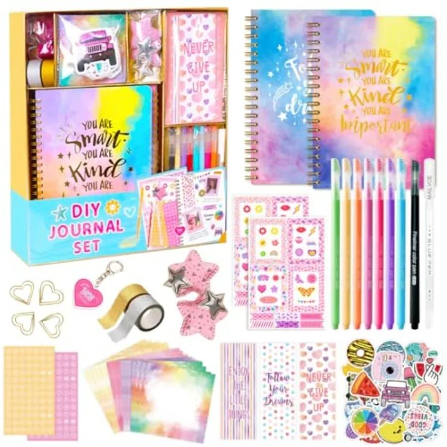 DIY Journal Kit for Girls, Teen Tween Girl Gifts Trendy Stuff, Stocking Stuffers, Scrapbook Supplies Stationery Set, Art Crafts