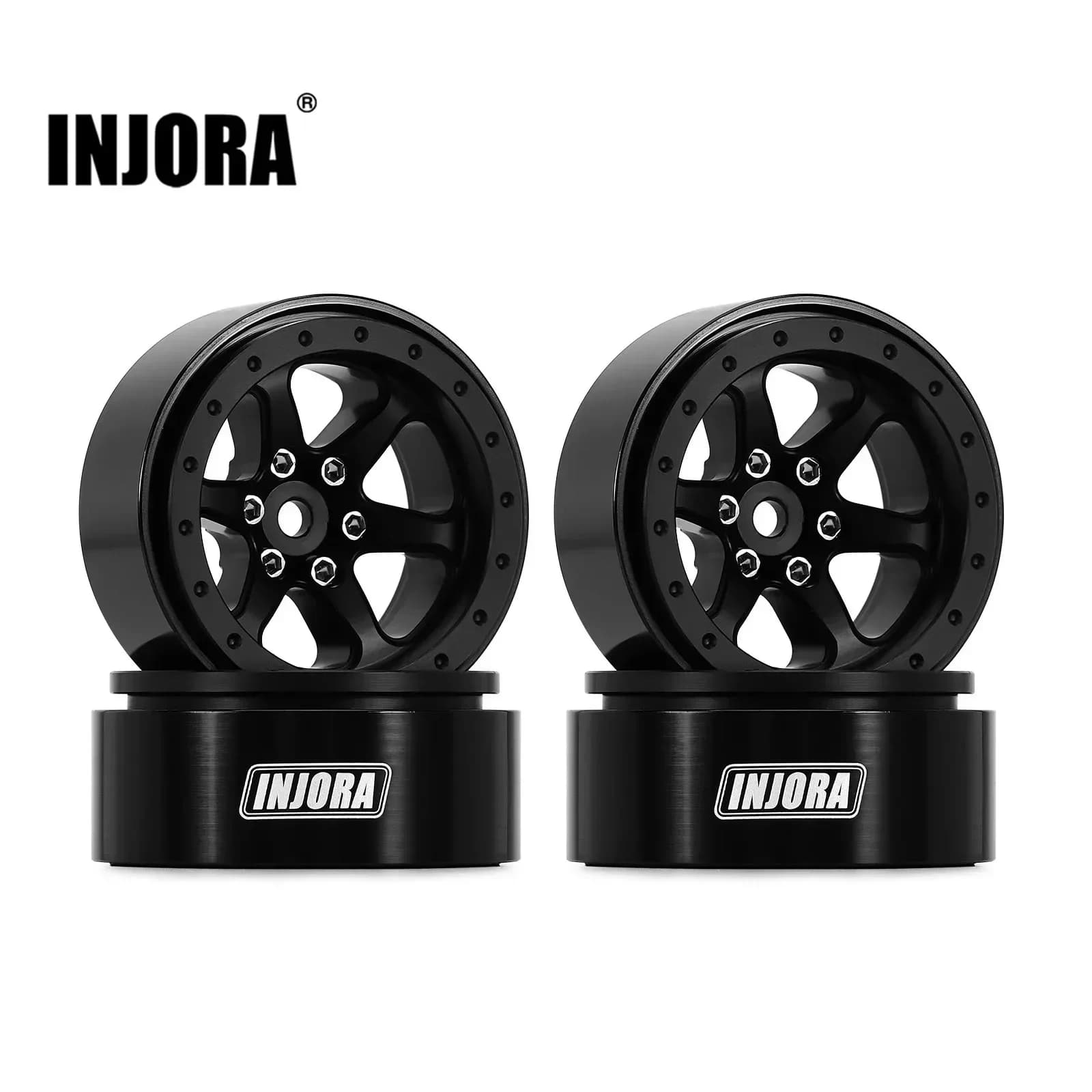 Ruote Beadlock in alluminio INJORA da 1,3" con offset negativo per cingolato RC 1/24 1/18 (W1309)