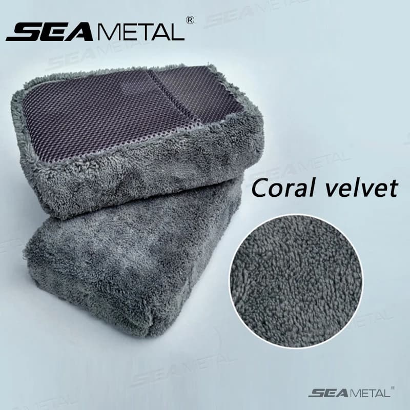 SEAMETAL Spugna per pulizia a rete in microfibra a doppio lato Forte assorbimento d'acqua Spugna per pulizia auto Blocco Strumenti per dettagli automatici