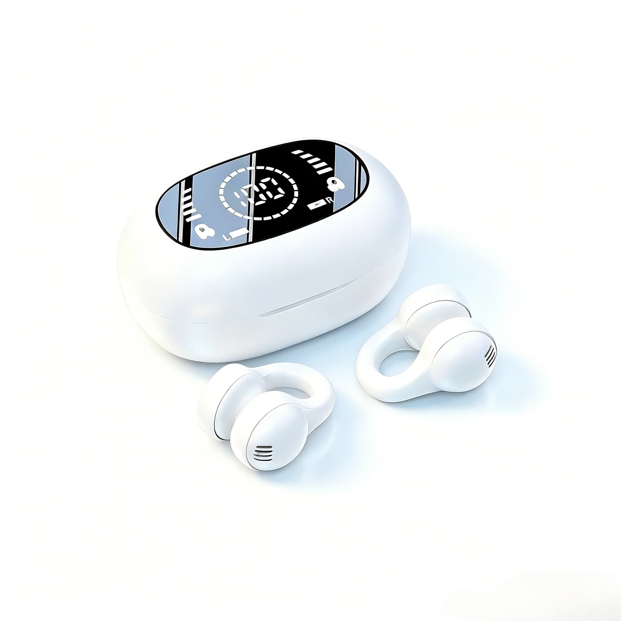 Cuffie Bluetooth 5.4 OWS a Clip per Orecchio, Design a Specchio, Auricolari Wireless con Riduzione del Rumore e Audio Lossless per Sport Quotidiani