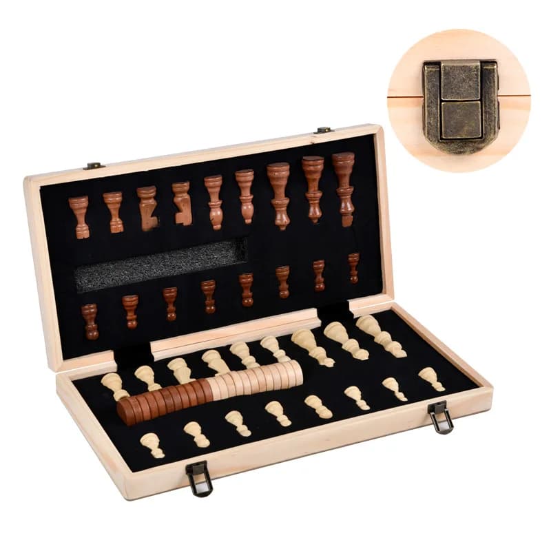 Set di scacchi magnetici 2 in 1 in legno con statue scolpite, gioco di scacchi da collezione pieghevole con tavola doppia regina, pezzo artistico per la decorazione della casa