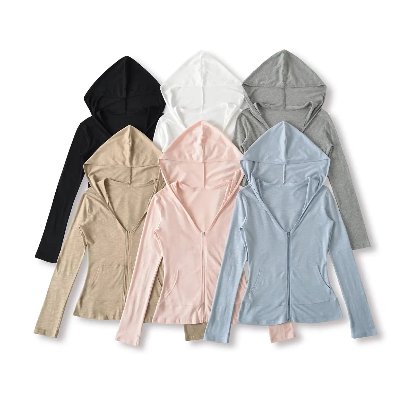 Slim Fit Zipper Hoodie Cardigan Transparent Thin Style Long Sleeve Short Coat for Women Breathable Casual Outerwear