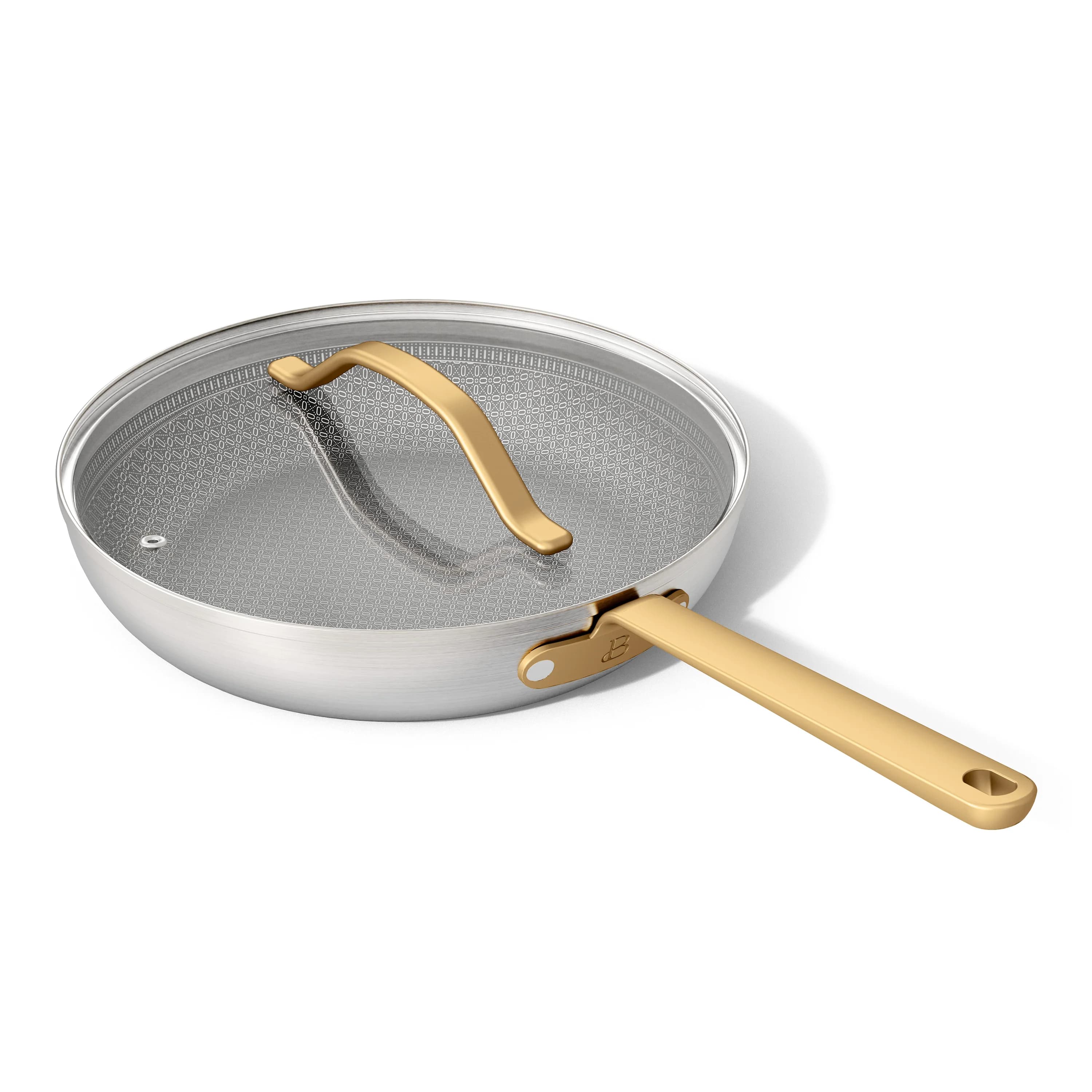 10-inch hybrid tri-ply stainless ceramic nonstick fry pan with tempered glass lid
