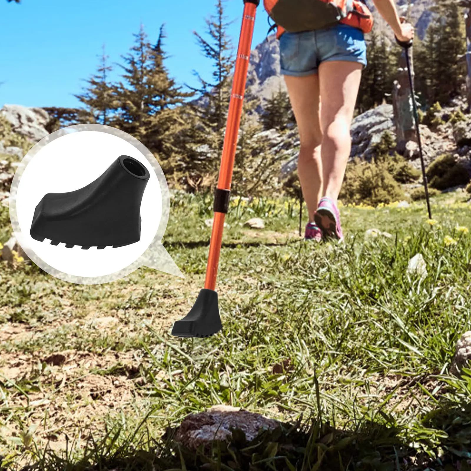 6 Pezzi Copritreccia per Bastoncini da Trekking, Protezioni Antiscivolo in Gomma per Bastoni da Escursionismo, Bastoni da Passeggio, Stampelle, Trazione su Fango e Neve