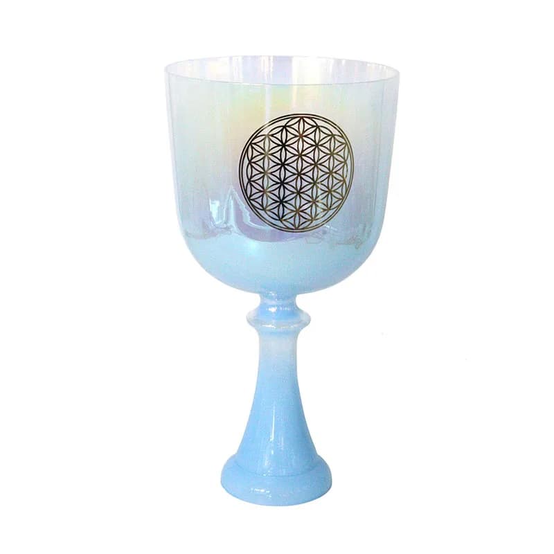 ZHQH Blue Gradient Handheld Chalice Crystal Singing Bowl Crystal Bowl Yoga Stress Reduction Sound Therapy Percussion Instrument