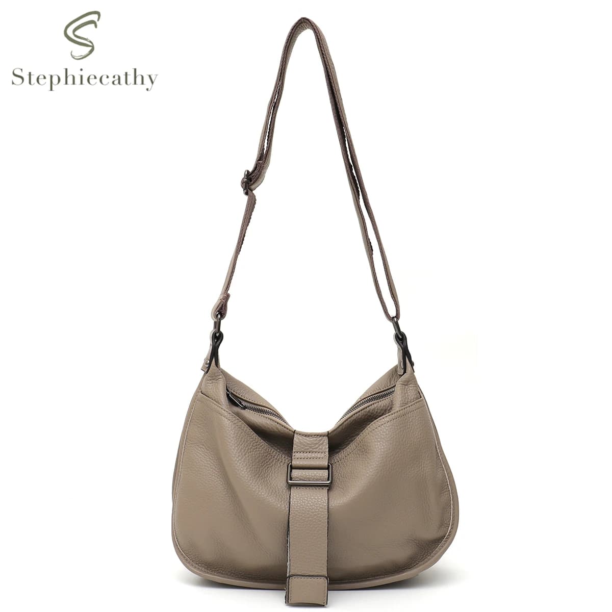 Women Design Style Genuine Leather Shoulder Bag Multi Pockets Casual Daily Slouchy Preppy Chic Handbag Messenger Satchel Purse